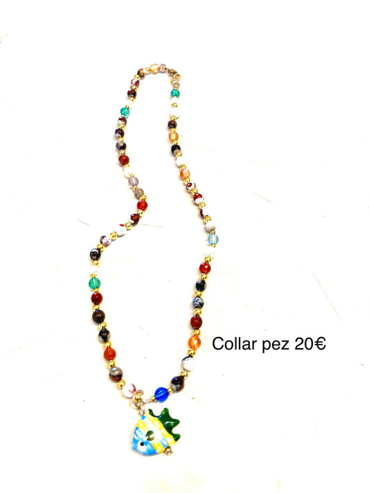 19. Collar Rope cristal, resina con colgante pez