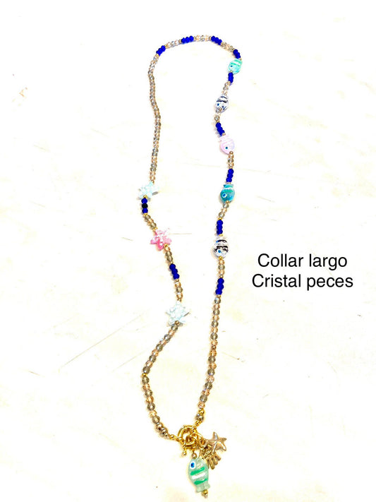 21. Collar Lariat cristal peces