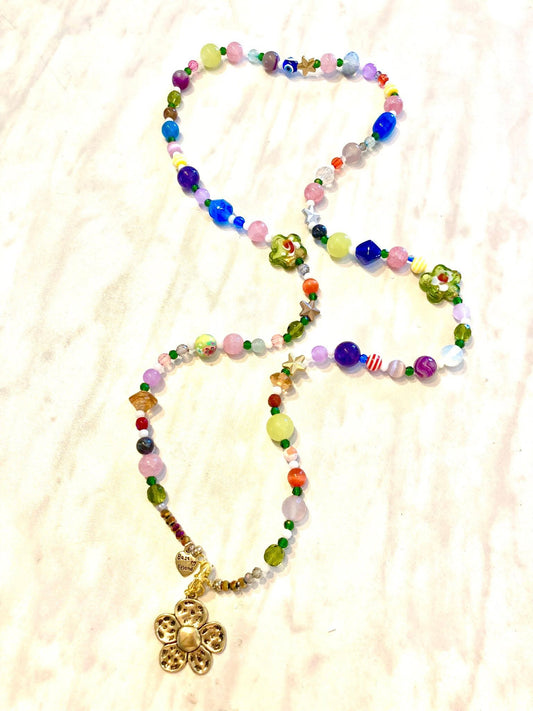 30. Collar Lariat de cristal-resina