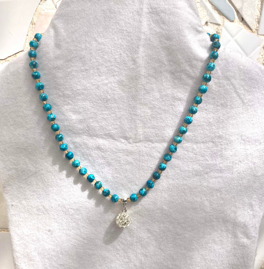 35. Collar rope en piedra azul